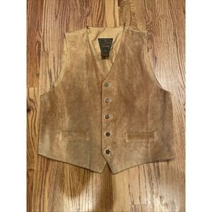 Vintage Dual Control Men's Leather Suede Vest Distressed Cowboy Size Large